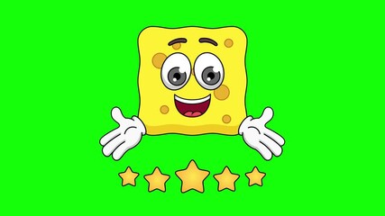 sponge cartoon gives 5 stars, high rating, highly recommended