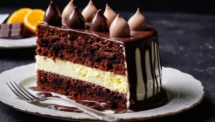  Indulge in a slice of heaven with this triplelayered chocolate cake