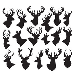 set of deer silhouettes on white