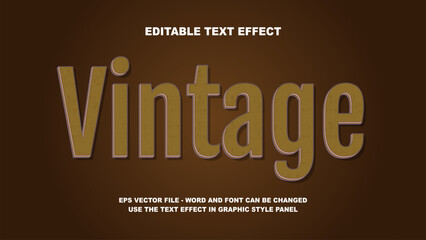 Editable Text Effect Vintage 3D Vector Template