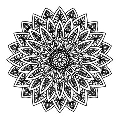 Mandala for coloring book, round ornament, irregular floral shape decoration, oriental vector, stress therapy pattern, weave yoga vector logo design element. adult mandala for coloring