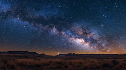 Serene Night on the Patagonian Plateau - Milky Way, Stars, Vastness, Solitude, Clear Weather, Minimalist Landscape