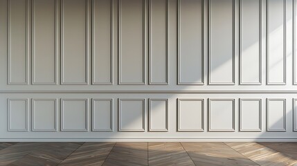 Fototapeta premium Classic White Wall and Wooden Floor Interior Design