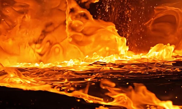 Fiery Inferno: Molten Metal in Flames