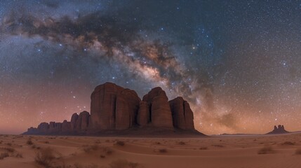 Mystical Night in Hejaz Mountains: Desert Serenity under the Milky Way
