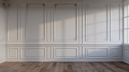 Fototapeta premium Classic White Wall with Ornate Moldings