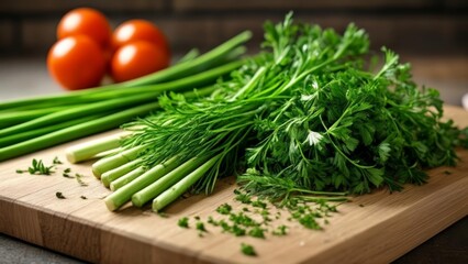  Freshly chopped herbs and vegetables ready to enhance your dish