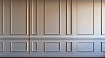 White Paneled Wall with Subtle Lighting