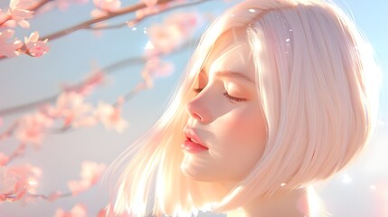 Fototapeta premium girl with straight white hair