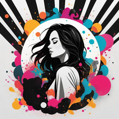 Vector girl with headphones