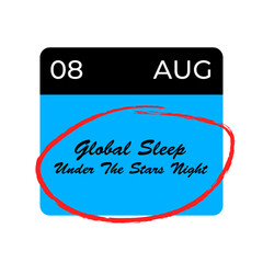 Global Sleep Under The Stars Night, August 8, calendar date. Awareness Day is observed every year on August.banner design template Vector illustration background design