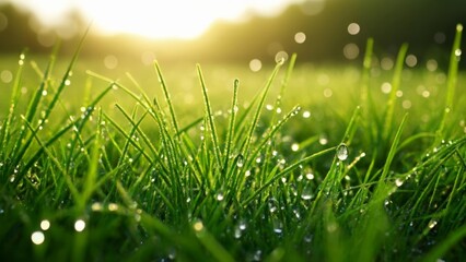 Obraz premium Dewy morning in the meadow