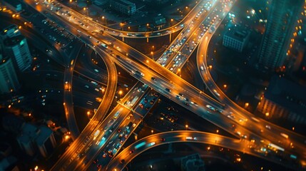 Colorful abstract night scene with glowing trails on a highway, showcasing futuristic motion and vibrant energy