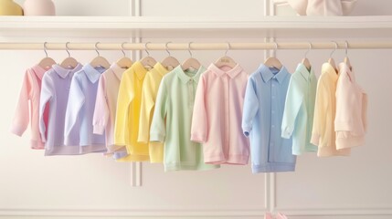 Pastel Colored Shirts Hanging on a Rack