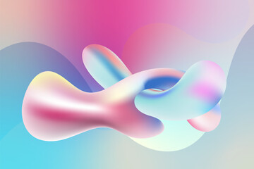 Fluid holographic background with 3d liquid splash rainbow pastel color spill bubble, iridescent gradient colorful amorphous shapes Pearlescent Design Abstract. Modern wallpaper design for social medi