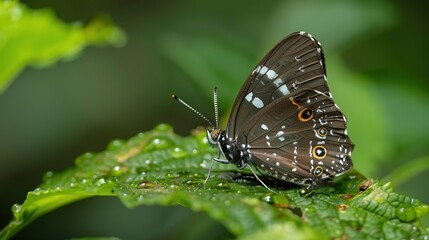 Fototapeta premium butterfly on a green leaf