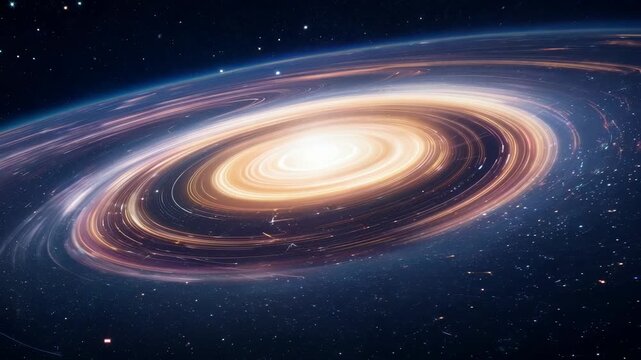 Spiral galaxy in outer space with glowing