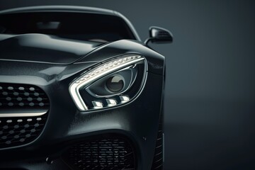 A luxury expensive car parked on a dark background. The car is grey in color with a modern luxury design.