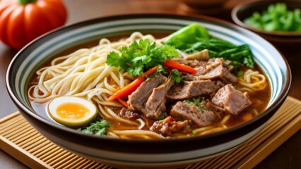  Delicious beef noodle soup ready to be savored