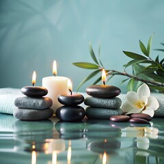 spa, soft towels, aroma oils, massage stones