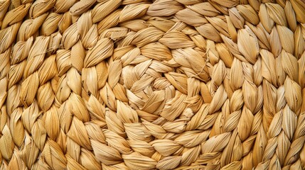 Top view background of straw beach mat with space for text