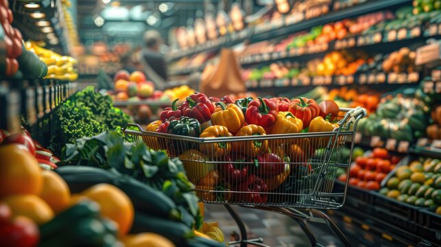 a fresh vegetables at grocery store