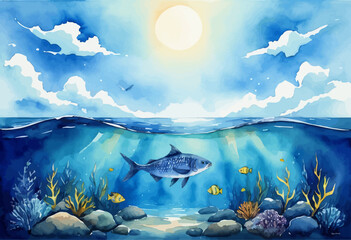 Underwater Paradise: A School of Fish in a Vibrant Coral Reef