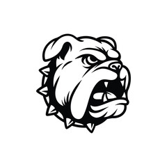 angry dog bulldog line art style sketch classic vintage design illustration