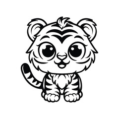 fun cute of a kid tiger hand drawn coloring cartoon illustration design