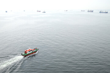 Rescue Or Coast Guard Patrol Boat, Patrolling. Police Motor Boat.