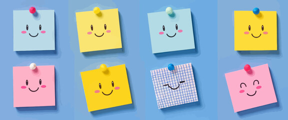 Smiley Faces: A Collection of Six Different Emotive Stickers