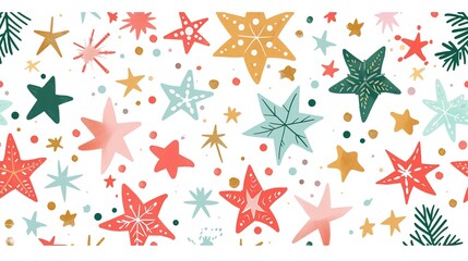 Obraz premium Christmas Star Pattern on White Background: Festive and Elegant Design