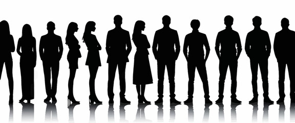 Silhouette of a group of people standing side by side