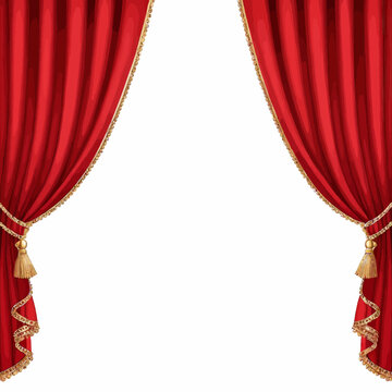 Red Curtains with Golden Fringe and Tassels