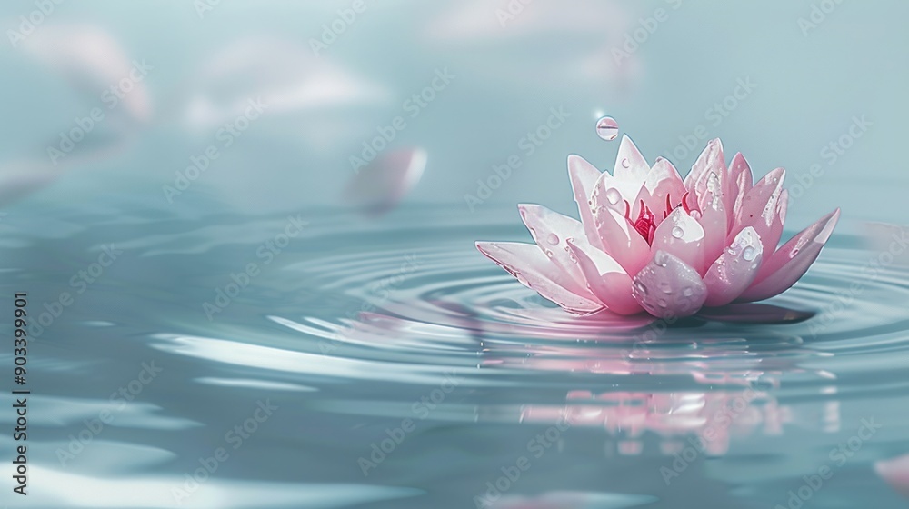 Wall mural Pink Water Lily on Calm Water