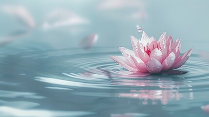 Pink Water Lily on Calm Water