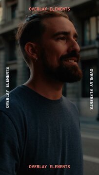 Vertical Frame Text and Icon On Centre Overlay