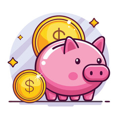 Piggy bank, saving money concept vector illustration