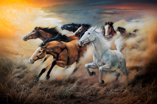 Cavalos selvagens correndo