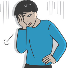 とてもがっかりしている私服の若い男性(上半身)