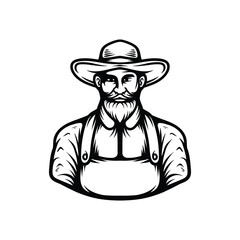 classic vintage farmer guy hand drawn coloring cartoon illustration design