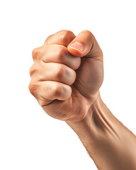 Male hand with clenched fist isolated on white background
