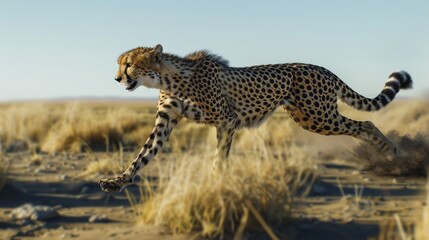 a sleek cheetah sprinting across the field