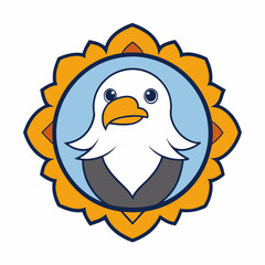 Unique Eagle Logo Design with Decorative Frame Vector Art Illustration