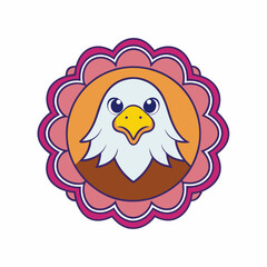 Unique Eagle Logo Design with Decorative Frame Vector Art Illustration