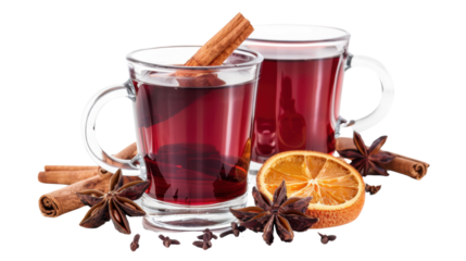 Mulled wine on transparent background 