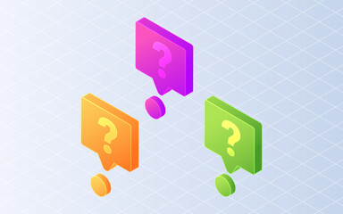 Isometric question mark. Message box question mark on white background