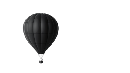 Hot air black balloon on transparent background