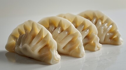 Savor the Detail: Hyperrealistic Close-up of Polish Pierogi on White Background