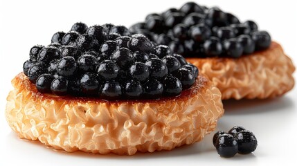 Exquisite Russian Blini with Caviar in Photorealistic Detail on White Background